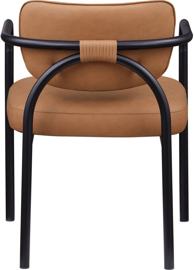 Serava Vegan Leather Upholstered Dining Chair in Cognac, Set of 2 - 77066Cognac-C