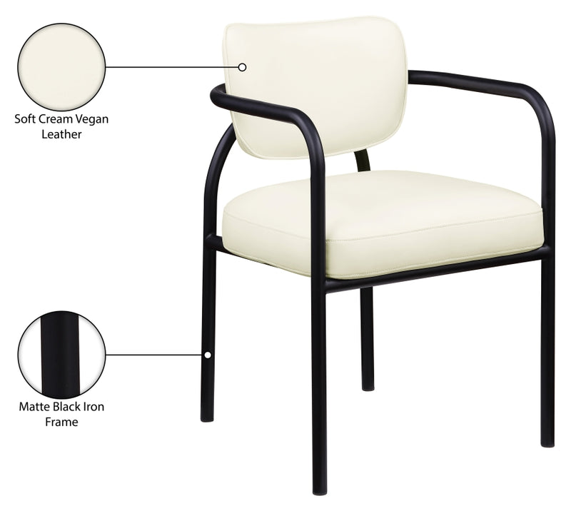 Serava Vegan Leather Upholstered Dining Chair in Cream, Set of 2 - 77066Cream-C