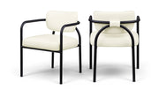Serava Vegan Leather Upholstered Dining Chair in Cream, Set of 2 - 77066Cream-C