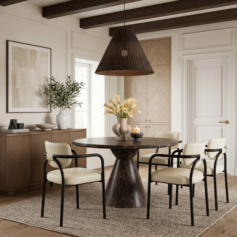 Serava Vegan Leather Upholstered Dining Chair in Cream, Set of 2 - 77066Cream-C