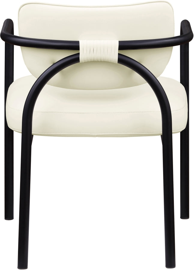 Serava Vegan Leather Upholstered Dining Chair in Cream, Set of 2 - 77066Cream-C