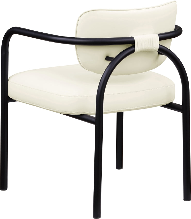 Serava Vegan Leather Upholstered Dining Chair in Cream, Set of 2 - 77066Cream-C
