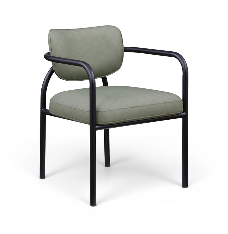 Serava Vegan Leather Upholstered Dining Chair in Green, Set of 2 - 77066Green-C