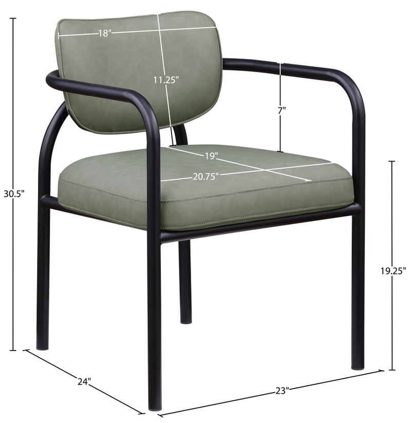 Serava Vegan Leather Upholstered Dining Chair in Green, Set of 2 - 77066Green-C