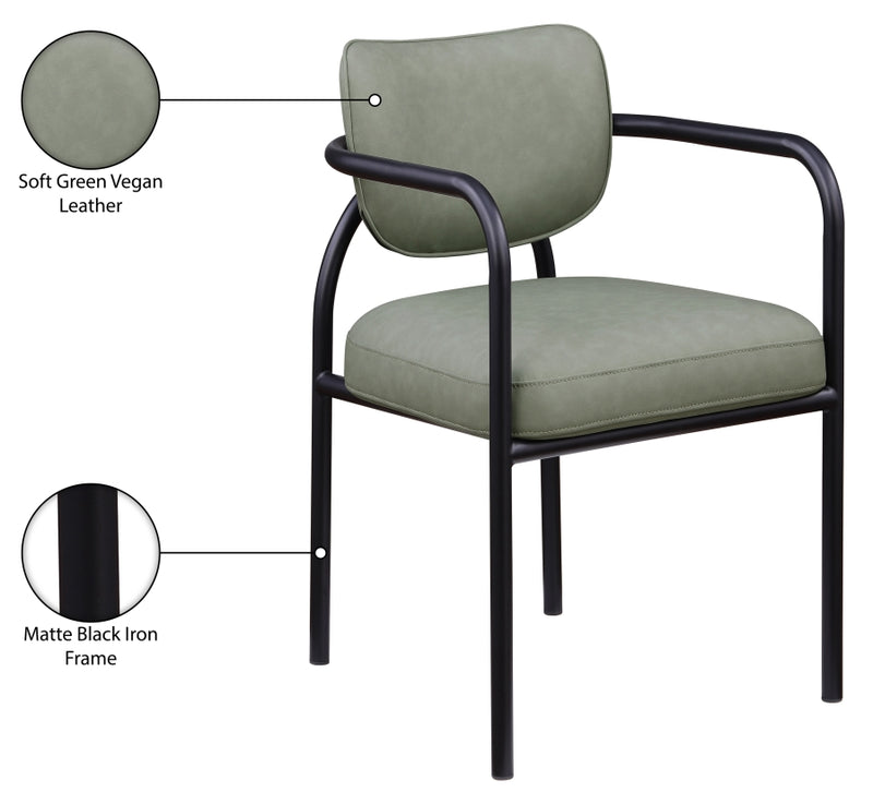 Serava Vegan Leather Upholstered Dining Chair in Green, Set of 2 - 77066Green-C