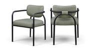 Serava Vegan Leather Upholstered Dining Chair in Green, Set of 2 - 77066Green-C