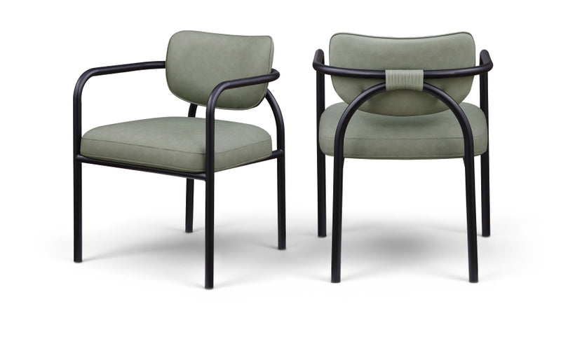 Serava Vegan Leather Upholstered Dining Chair in Green, Set of 2 - 77066Green-C