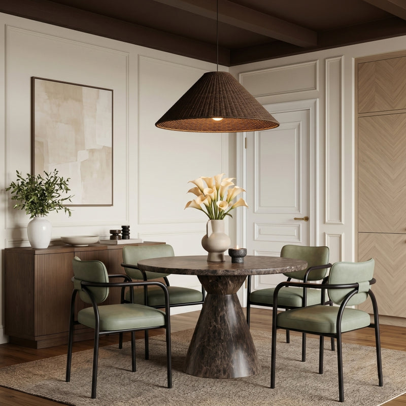 Serava Vegan Leather Upholstered Dining Chair in Green, Set of 2 - 77066Green-C