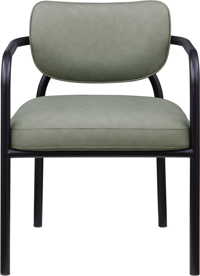 Serava Vegan Leather Upholstered Dining Chair in Green, Set of 2 - 77066Green-C