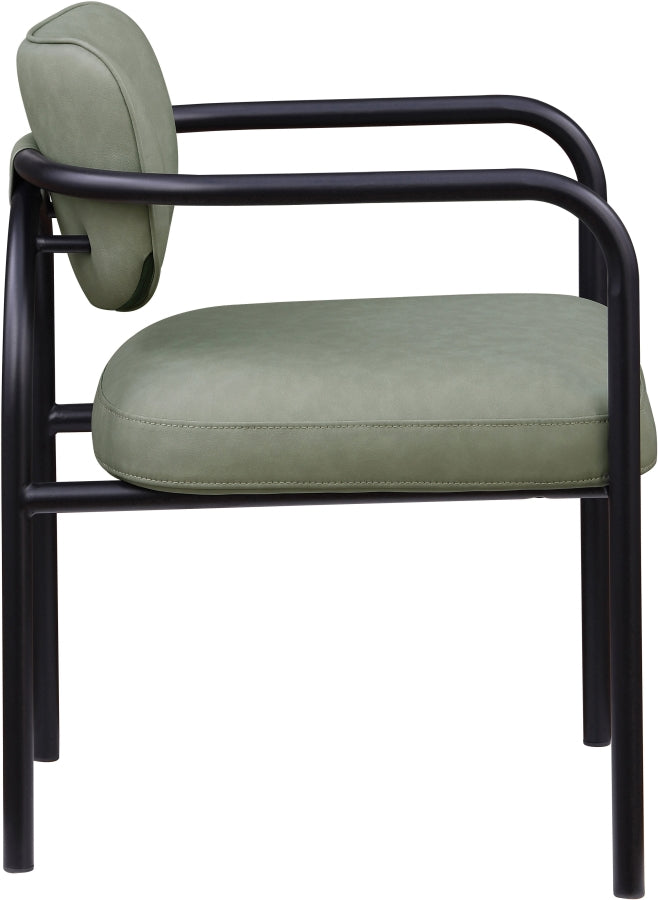 Serava Vegan Leather Upholstered Dining Chair in Green, Set of 2 - 77066Green-C