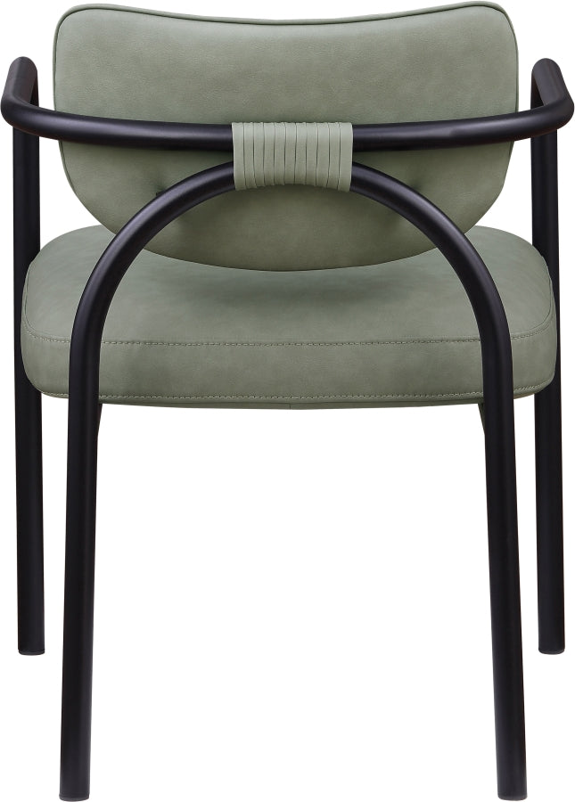 Serava Vegan Leather Upholstered Dining Chair in Green, Set of 2 - 77066Green-C