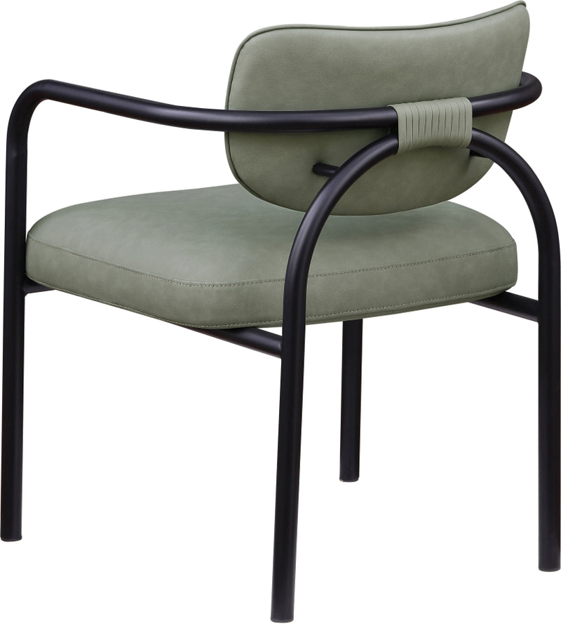 Serava Vegan Leather Upholstered Dining Chair in Green, Set of 2 - 77066Green-C