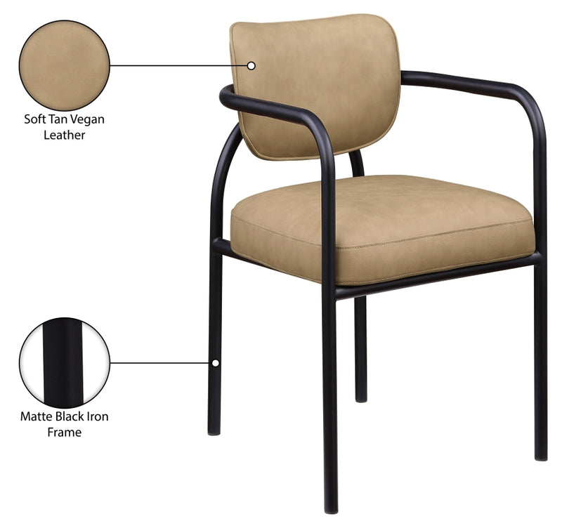 Serava Vegan Leather Upholstered Dining Chair in Tan, Set of 2 - 77066Tan-C