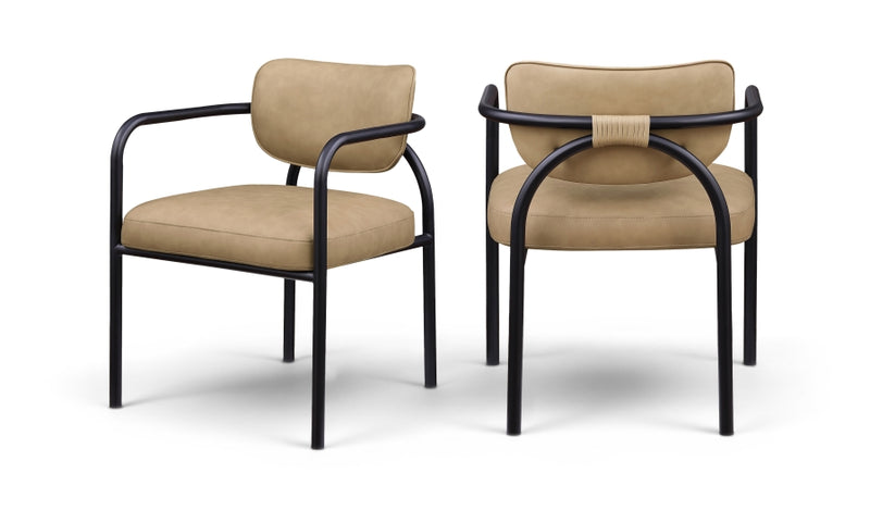 Serava Vegan Leather Upholstered Dining Chair in Tan, Set of 2 - 77066Tan-C