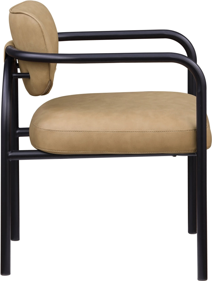 Serava Vegan Leather Upholstered Dining Chair in Tan, Set of 2 - 77066Tan-C