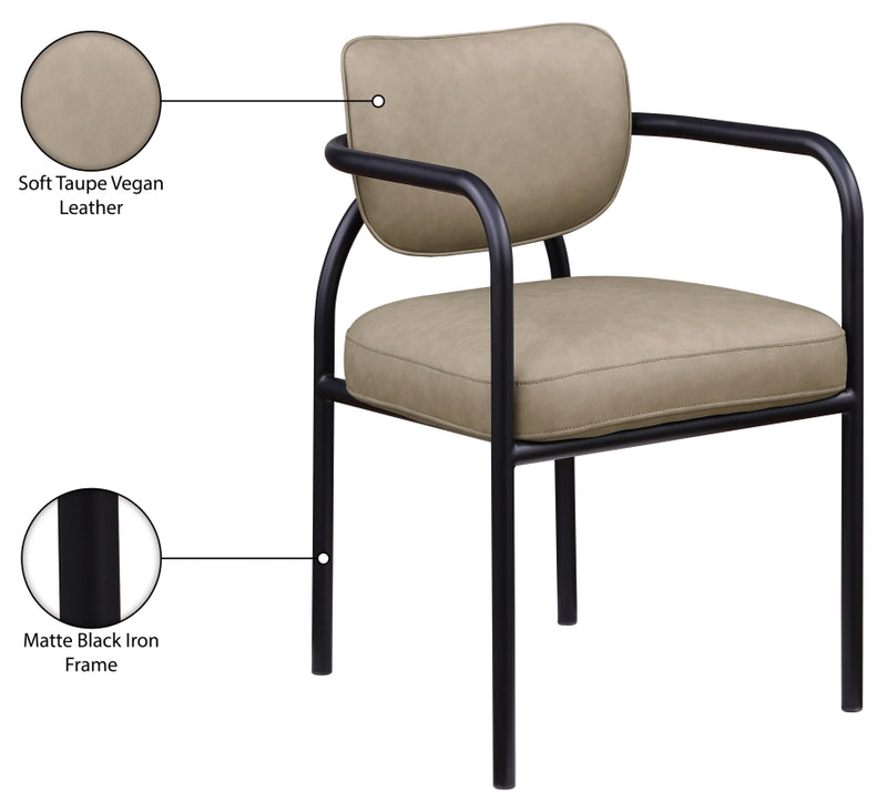 Serava Vegan Leather Upholstered Dining Chair in Taupe, Set of 2 - 77066Taupe-C