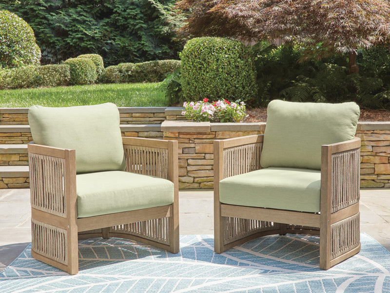 Serena Shores Beige/Green Outdoor Lounge Chair (Set of 2) - PCP604-820