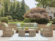 Serena Shores Outdoor Sofa and 2 Chairs with Coffee Table in Beige/Green - PKG023981