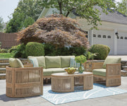 Serena Shores Outdoor Sofa and 2 Chairs with Coffee Table in Beige/Green - PKG023981