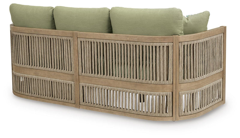 Serena Shores Outdoor Sofa and Chair in Beige/Green - PKG023980