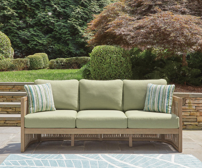 Serena Shores Outdoor Sofa and Chair in Beige/Green - PKG023980
