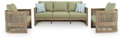 Serena Shores Outdoor Sofa and Chair in Beige/Green - PKG023980