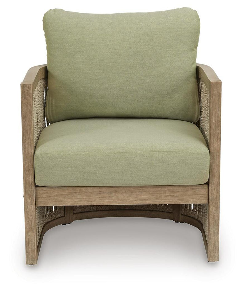 Serena Shores Outdoor Sofa and Chair in Beige/Green - PKG023980
