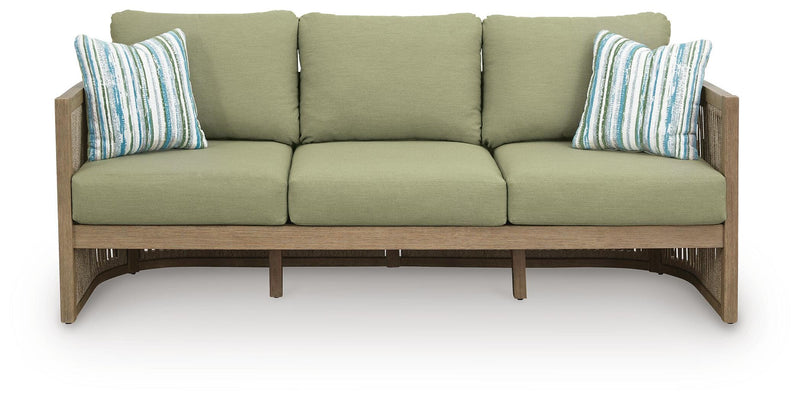 Serena Shores Outdoor Sofa and Chair in Beige/Green - PKG023980
