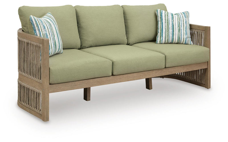 Serena Shores Outdoor Sofa and Chair in Beige/Green - PKG023980