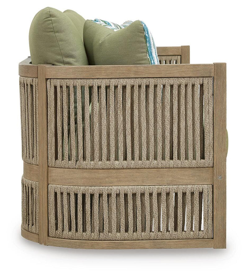 Serena Shores Outdoor Sofa and Chair in Beige/Green - PKG023980