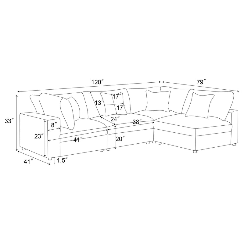 Serene 4-piece Upholstered Modular Sectional Sofa Beige - 551321-SETA