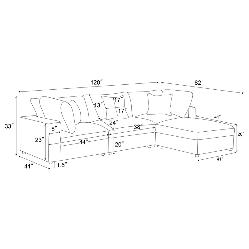 Serene 4-piece Upholstered Modular Sectional Sofa Beige - 551321-SETB