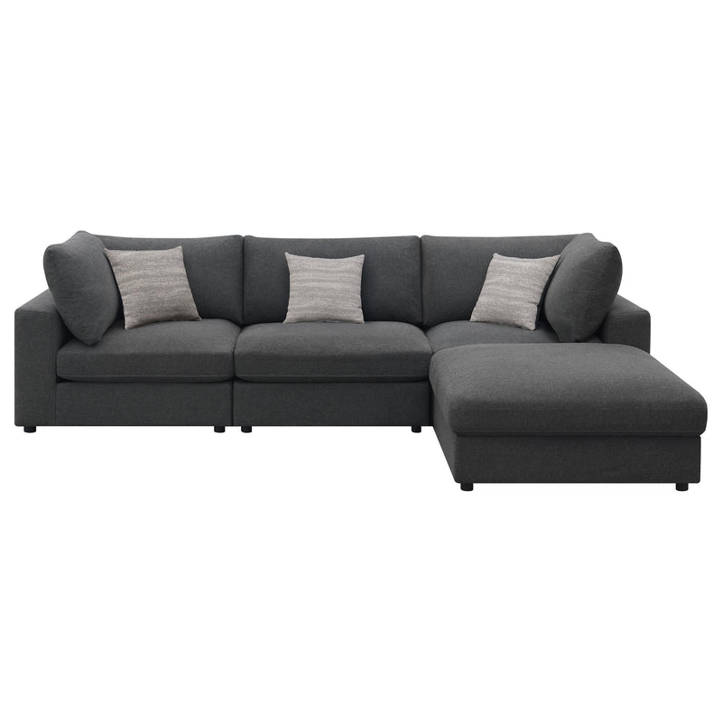 Serene 4-piece Upholstered Modular Sectional Sofa Charcoal - 551324-SETB