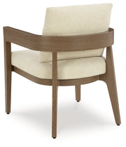 Serene Bay Dark Brown/White Outdoor Dining Arm Chair with Cushion (Set of 2) - P671-601A