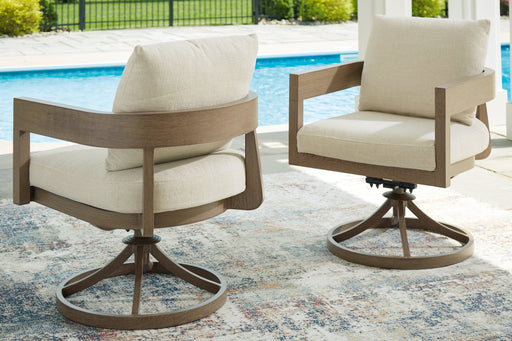 Serene Bay Dark Brown/White Outdoor Swivel Dining Chair with Cushion (Set of 2) - P671-602A