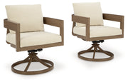 Serene Bay Dark Brown/White Outdoor Swivel Dining Chair with Cushion (Set of 2) - P671-602A