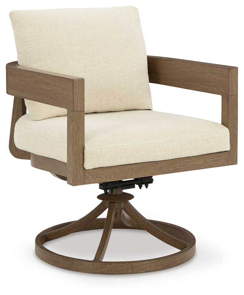Serene Bay Dark Brown/White Outdoor Swivel Dining Chair with Cushion (Set of 2) - P671-602A