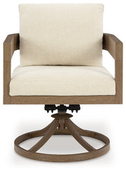 Serene Bay Dark Brown/White Outdoor Swivel Dining Chair with Cushion (Set of 2) - P671-602A
