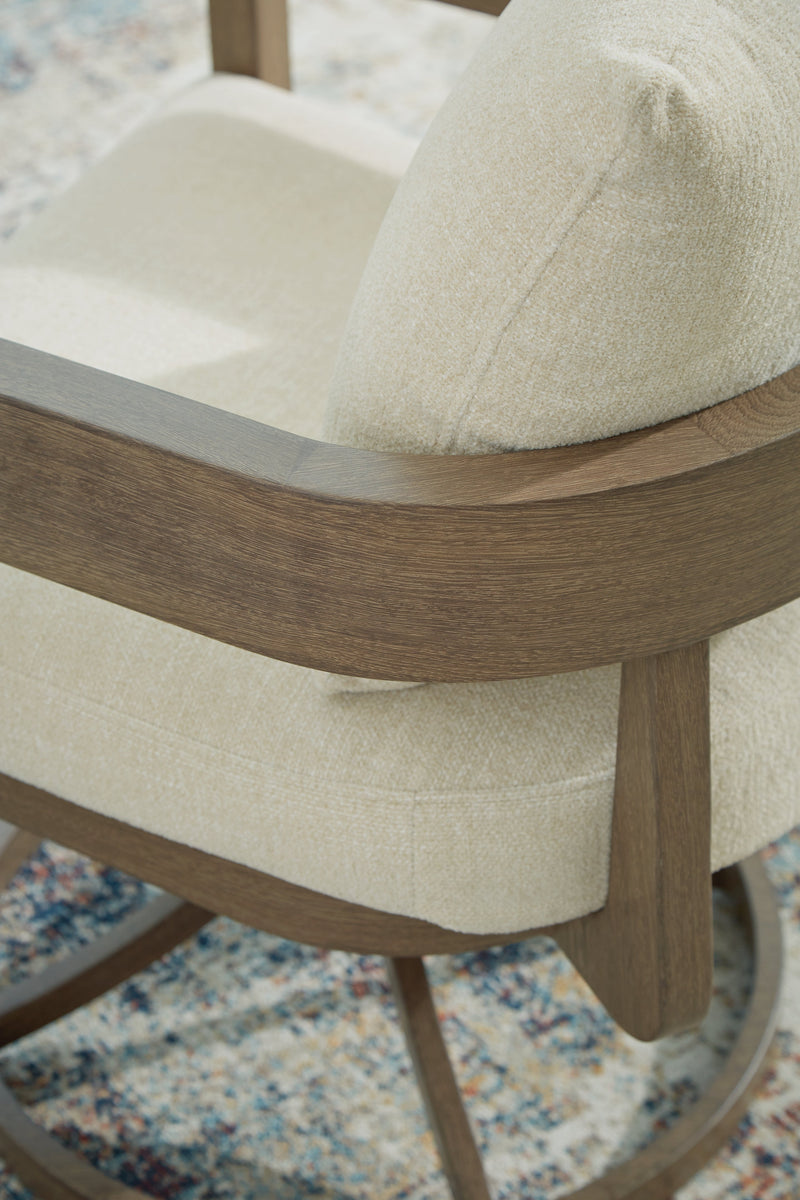 Serene Bay Dark Brown/White Outdoor Swivel Dining Chair with Cushion (Set of 2) - P671-602A