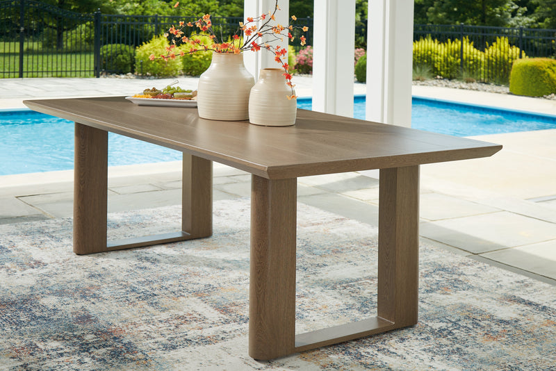 Serene Bay Outdoor Dining Table and 4 Chairs in Dark Brown from Ashley - Luna Furniture