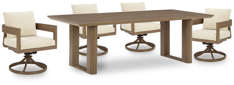 Serene Bay Outdoor Dining Table and 4 Chairs in Dark Brown - PKG021208