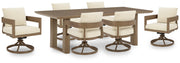 Serene Bay Outdoor Dining Table and 6 Chairs in Dark Brown - PKG021211