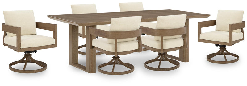 Serene Bay Outdoor Dining Table and 6 Chairs in Dark Brown - PKG021211