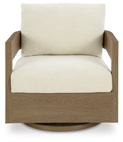 Serene Bay Outdoor Sofa and 2 Chairs with Coffee Table in Dark Brown/White from Ashley - Luna Furniture