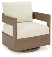 Serene Bay Outdoor Sofa and 2 Chairs with Coffee Table in Dark Brown/White from Ashley - Luna Furniture