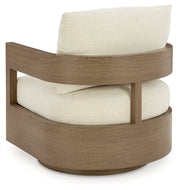 Serene Bay Outdoor Sofa and 2 Chairs with Coffee Table in Dark Brown/White from Ashley - Luna Furniture