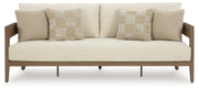 Serene Bay Outdoor Sofa and Loveseat in Dark Brown/White from Ashley - Luna Furniture