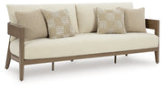 Serene Bay Outdoor Sofa and Loveseat with Coffee Table in Dark Brown/White from Ashley - Luna Furniture
