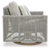 Seton Creek 2 Outdoor Lounge Chairs with End Table in Gray from Ashley - Luna Furniture