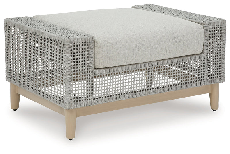 Seton Creek Outdoor Lounge Chair and Ottoman in Gray from Ashley - Luna Furniture